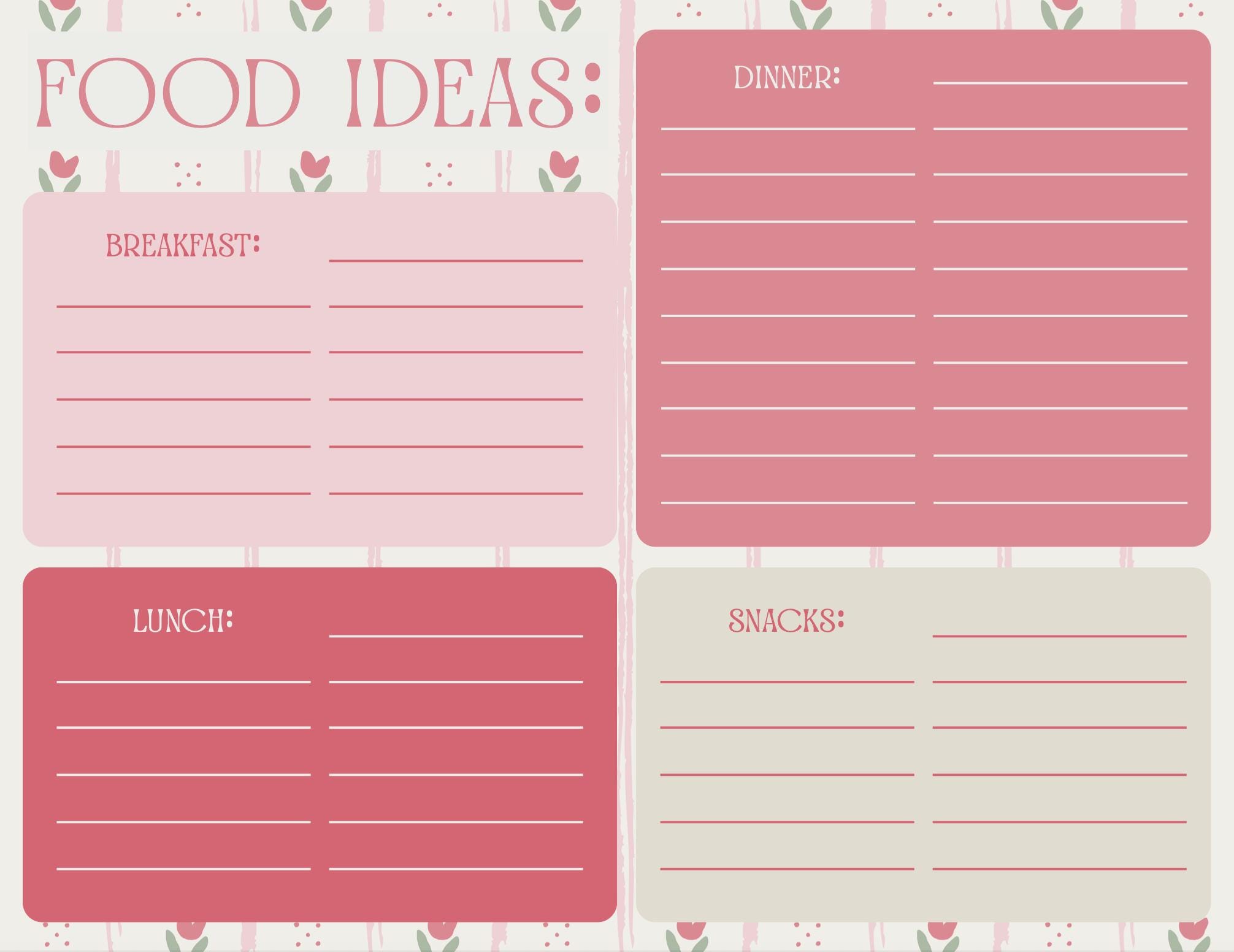 Pink Floral Weekly Planner Printable: To-do List, Meal Planning ...