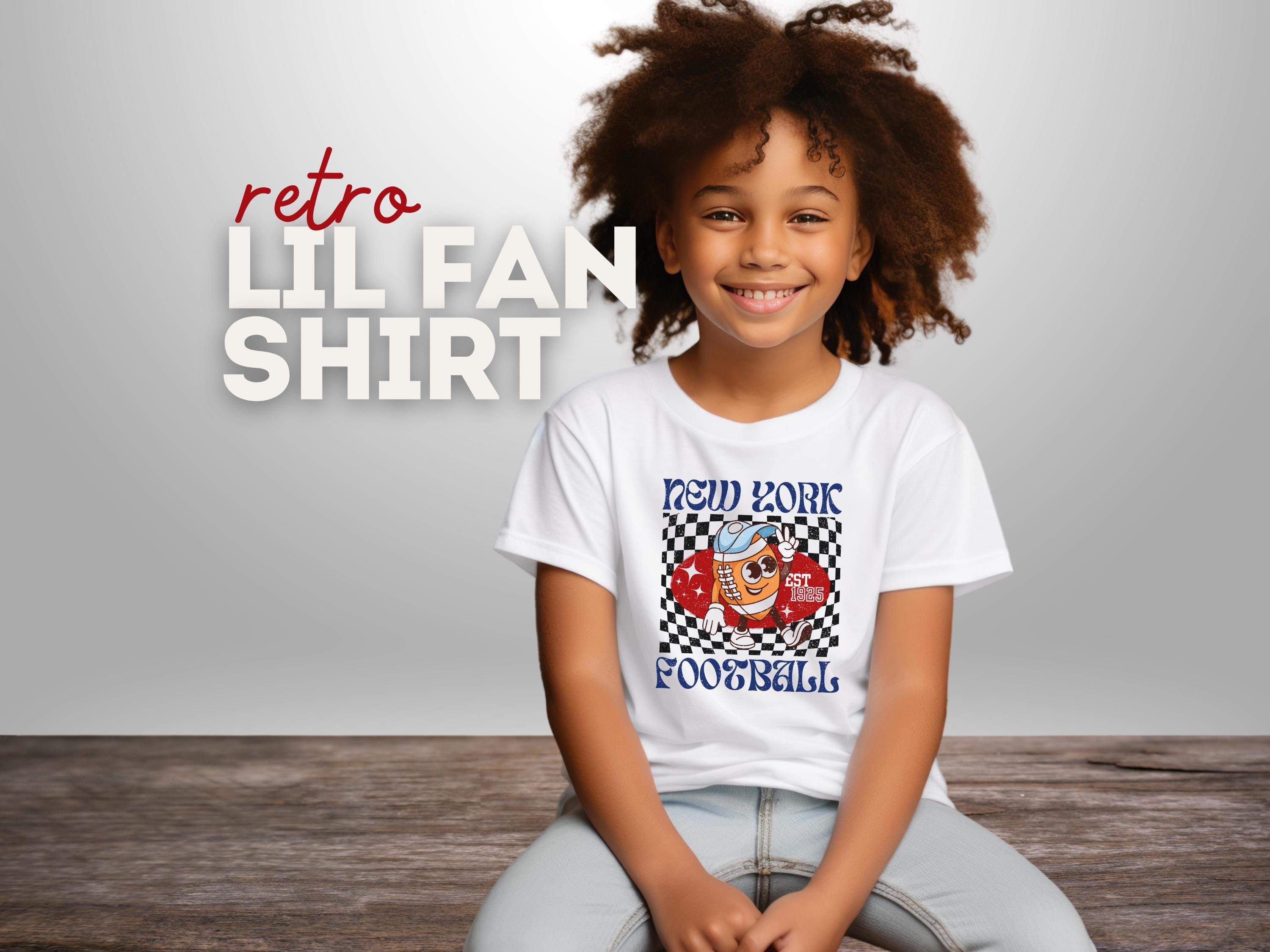Retro Football Fan Kid's T-Shirt – Vintage New York Design, Black, Small - View #4