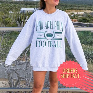Cutesy Philadelphia Football Crewneck | Preppy Design Philadelphia Eagles Sweatshirt, Football Fan Gift for Women, Old Money Aesthetic