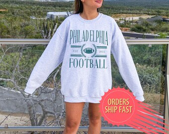 Cutesy Philadelphia Football Crewneck | Preppy Design Philadelphia Eagles Sweatshirt, Football Fan Gift for Women, Old Money Aesthetic