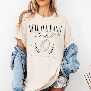 Preppy New Orleans Football Tee | Cutesy New Orleans Saints T-shirt, Saints Football Fan Gift for Women, Old Money Vintage Aesthetic