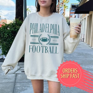 Cutesy Philadelphia Football Crewneck | Preppy Design Philadelphia Eagles Sweatshirt, Football Fan Gift for Women, Old Money Aesthetic