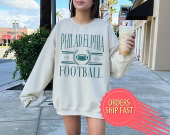 Cutesy Philadelphia Football Crewneck | Preppy Design Philadelphia Eagles Sweatshirt, Football Fan Gift for Women, Old Money Aesthetic