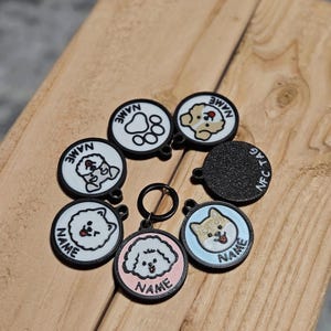 NFC Pet Tag – Cute Cartoon Dog Face with Name - Smart ID Tag for Dogs - Pet Key Chains - Personalized Dog Tag