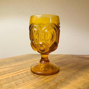 Vintage Amber LE Smith Moon & Stars Goblet