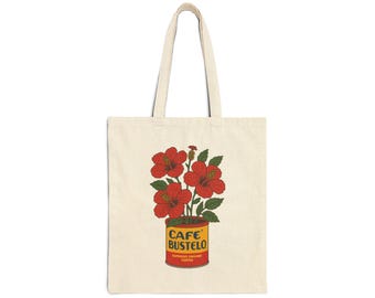 Cafe Bustelo Flor de Maga Flowers Tote Bag | Floral Coffee Lovers