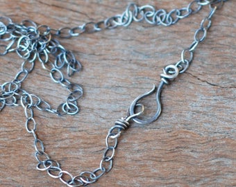 Oxidized Sterling Silver Chain with Handmade Clasp