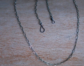 Sterling Silver Chain with Handmade Hook - Long and Short Links