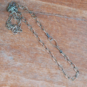 Oxidized Sterling Silver Chain with Extra Large Oval Links and Handmade Clasp