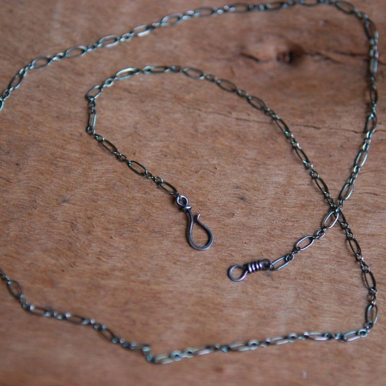 Sterling Silver Chain with Handmade Hook Long and Short Links image 5