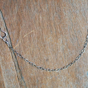 Oxidized Sterling Silver Chain with Handmade Clasp, Medium Flat Links