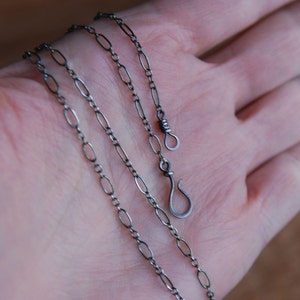 Sterling Silver Chain with Handmade Hook Long and Short Links image 2