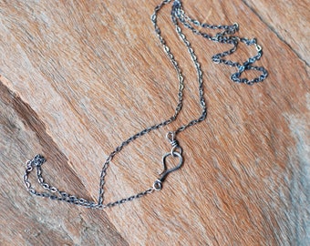Oxidized Sterling Silver Chain with Handmade Clasp, Small Flat Links