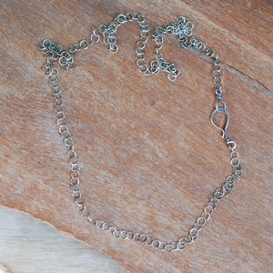 Oxidized Sterling Silver Chain with Handmade Clasp, Large Round Links