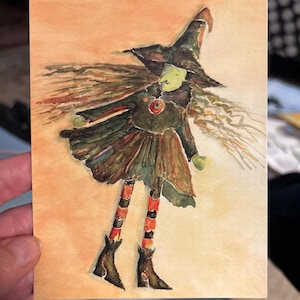 Halloween Hexe - 4er-Set Postkarten mit Umschlägen (original von Cappy Larson - Gewinne zur Unterstützung von Familien in Palästina)