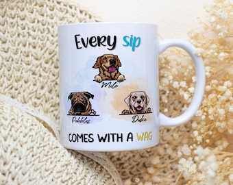 Custom Dog Mug with Name Coffee Cup for Owner Gift Idea Pet Portrait Ceramic Design Personalized Present Animal Lover Kitchen Accessory