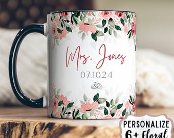 Personalized Ceramic Mug Wedding Gift Bridesmaid Mug Aesthetic Drinkware Handmade Mug Gift Idea Luxury Coffee Mug Custom Name Date Special