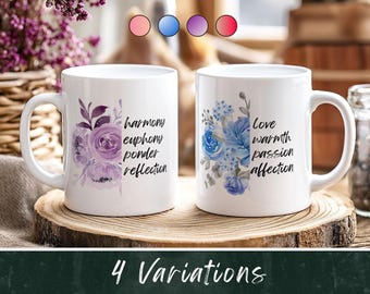 Inspirational Coffee Mug Watercolor Design Floral Cup Positive Message Ceramic Art Motivational Gift Birthday Idea Desk Accessory