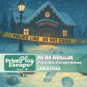 Christmas escape room. DIY Printable Escape Room kit for Adults and family game nights. Christmas printable party game.Mystery holiday party