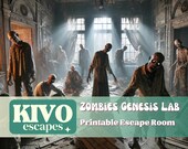 Zombies Genesis Lab. Halloween Printable Escape Room. DIY Mystery family game night. Printable Game escape room kit. Home activity for kids.