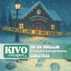 Escaperoom voor kerst. DIY-afdrukbare escape room-kit voor volwassenen en game-avonden voor het hele gezin. Afdrukbaar kerstfeestspel. Mysterieus kerstfeest