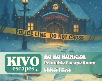 Escaperoom voor kerst. DIY-afdrukbare escape room-kit voor volwassenen en game-avonden voor het hele gezin. Afdrukbaar kerstfeestspel. Mysterieus kerstfeest