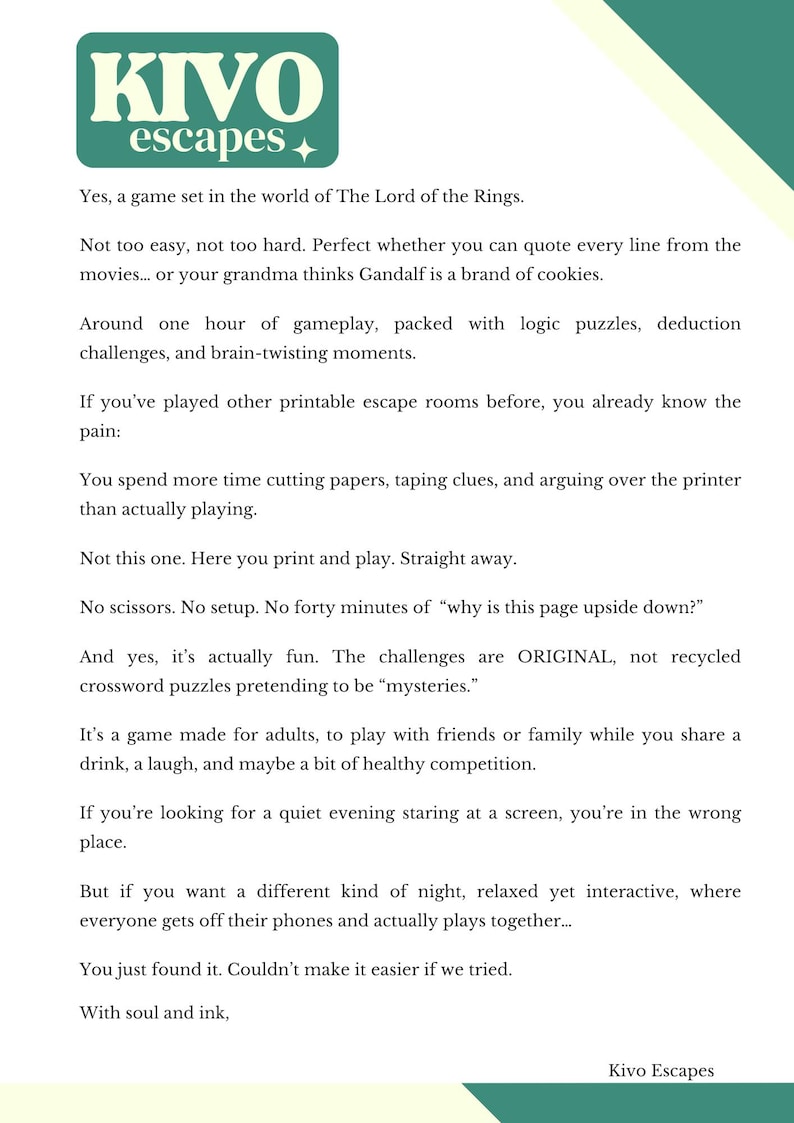 Escape room kit. Printable fantasy game. Diy kit for adults and families. image 2