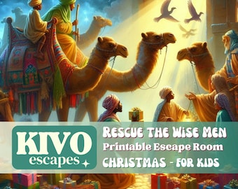 Rescue the three Wise Men. Christmas Printable Escape Room For Kids. DIY Game kit for Home or night Party. Christmas party escape room kit