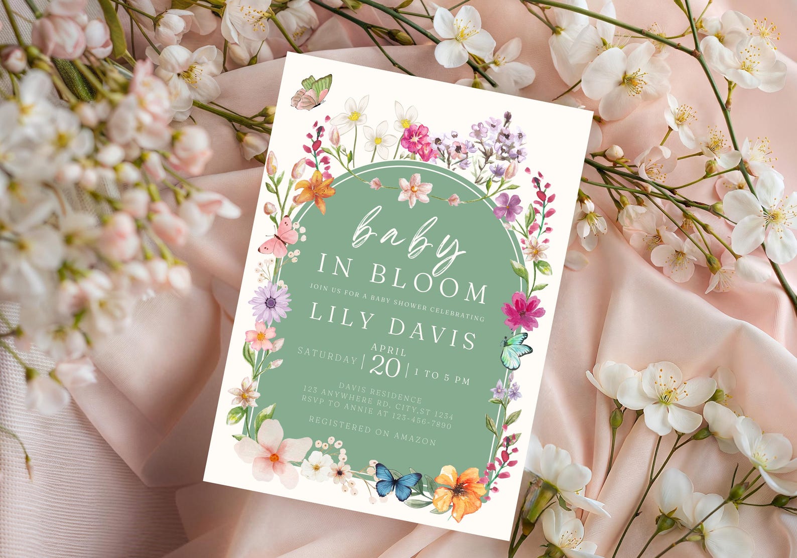 Cute Spring Event Invite Baby in Bloom, Spring Event Invitation, Elegant Baby Shower Invite ...