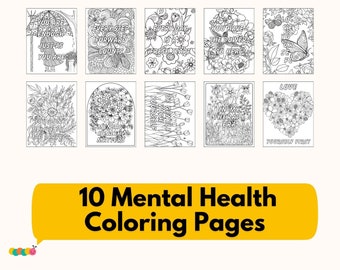 Mental health, Self care gift, Coloring pages, Mental Health Coloring Pages - Guidance Therapy Printables for Teens & Adults