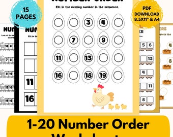 Number Order Worksheets 1-20: Math Activities (PDF Download)
