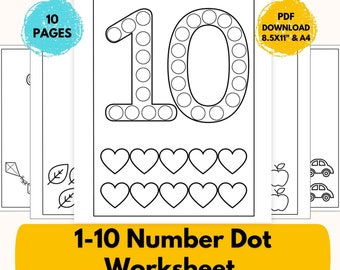 Do-a-Dot Number Worksheets: Preschool Learning (Printable PDF)