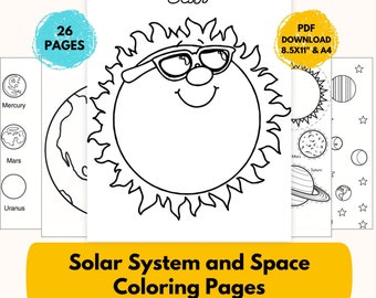 Solar System Coloring Pages for Kids: Space Activities (26 Pages Digital Download)