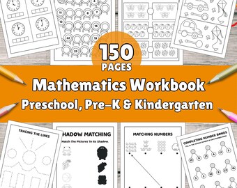 Mega Preschool Math Workbook, 150 Printable Pages, Pre-K Learning Resource, Kindergarten Readiness, Homeschool Activities