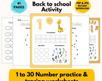 Number Tracing Worksheets: Preschool Kindergarten Math (PDF & JPG)