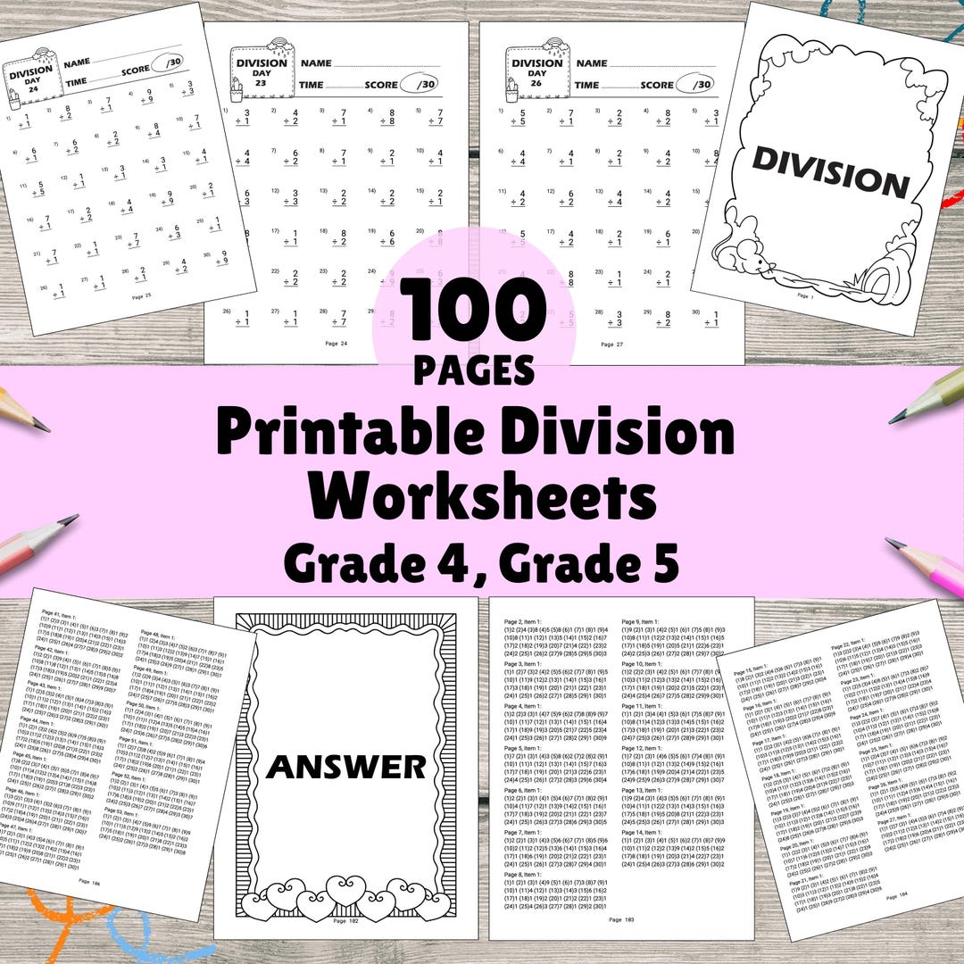 100 Printable Division Worksheets for 4th, 5th Grade Math Practice ...