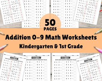 Dodawanie od 0 do 9 – Arkusze matematyczne do druku – Przedszkole, 1. klasa, Wczesna nauka | Podstawowe ćwiczenia matematyczne i materiały do nauki w domu – Pobierz cyfrowo