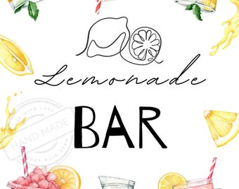 Minimalist Lemonade Bar Sign | Printable Party Decor | Digital Drinks Table Signage | Instant Download