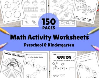 Pre-K Kindergarten Math Worksheets | Printable Activity Bundle | Homeschool Preschool Curriculum | Number Tracing & Counting Practice