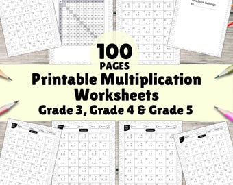 100 Printable Multiplication Worksheets for 3rd, 4th, 5th Grade, Times Tables Practice & Math Drills