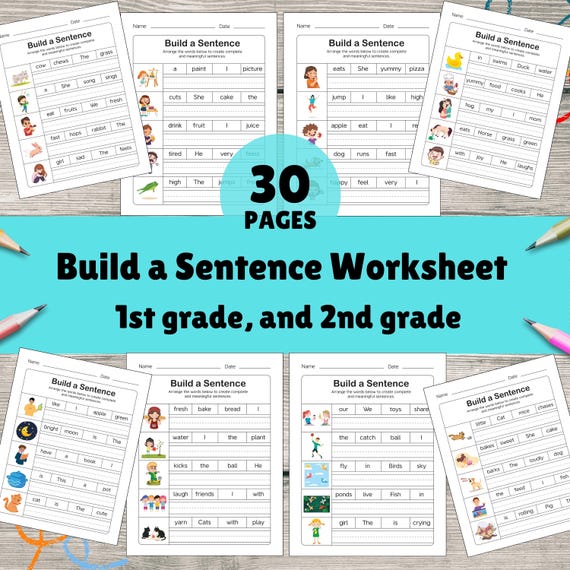 Build a Sentence Worksheet for Kids - Printable Sentence Writing Practice | Early Learning Grammar Activity | Homeschool Resource
