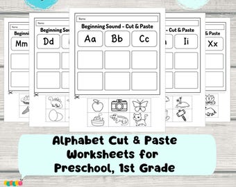 Printable Alphabet Cut & Paste Worksheets | Preschool, 1st Grade Letter Activity | ABC Fine Motor Skill Pack | Homeschool Early Education