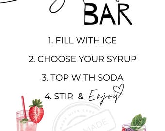 Letrero de barra de refrescos de graduación / Decoración de estación de refrescos italiana / Mesa de bebidas imprimible para fiesta de graduación / Señalización de clase / Centro de refrigerios DIY
