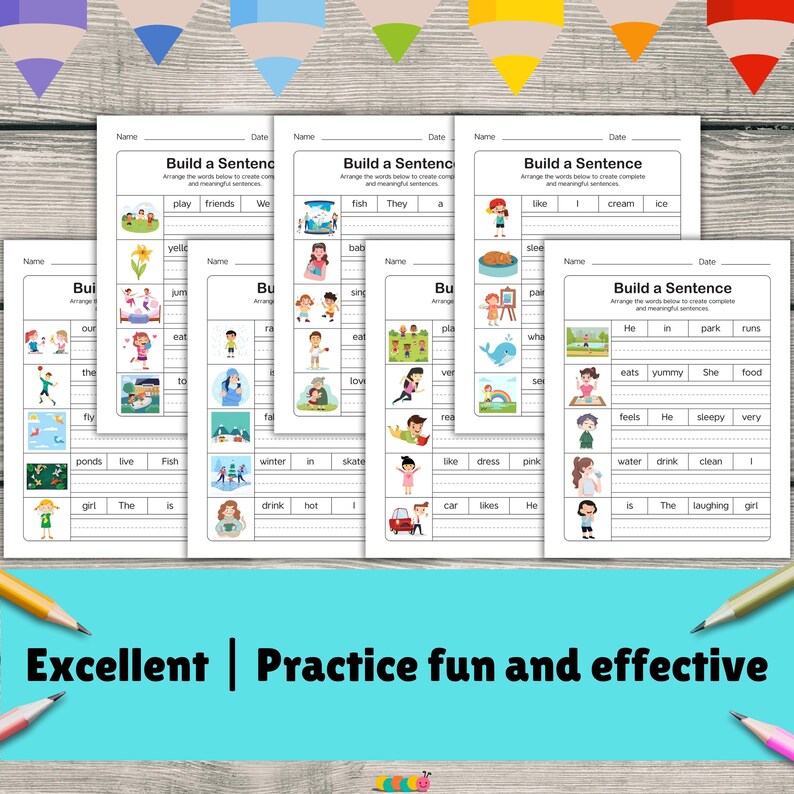 Build a Sentence Worksheet for Kids - Printable Sentence Writing ...