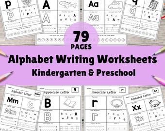 Preschool Alphabet Writing Worksheets | Printable ABC Letter Tracing Pages for Kids | Early Learning Handwriting Practice for Kindergarten