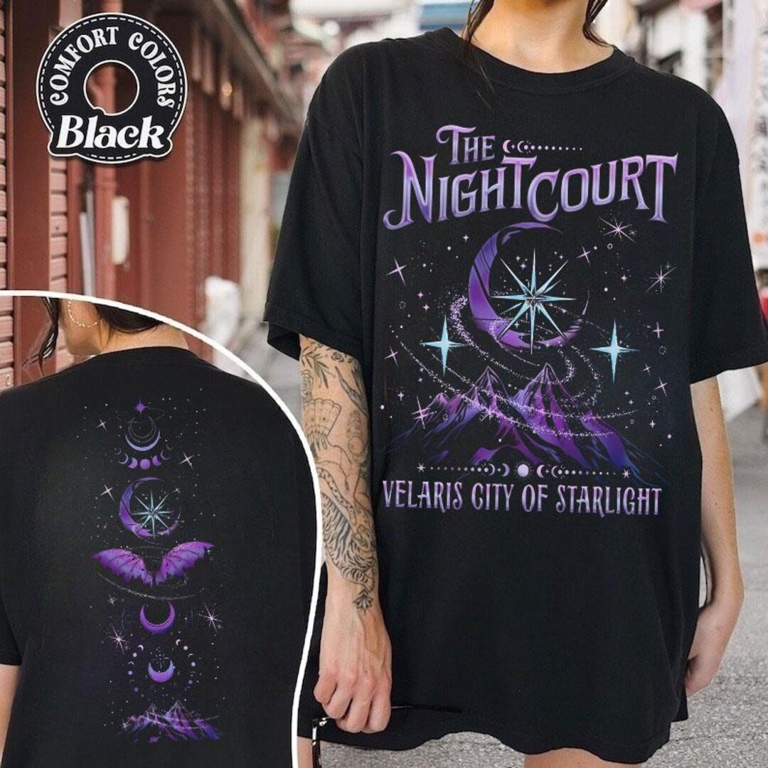 Velaris City of Starlight Silver Bordado Camisa con efecto tie-dye