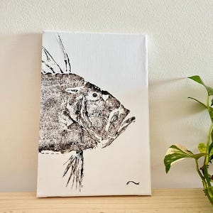 Lienzo Gyotaku hecho a mano / San Pedro mediterráneo / Impresión de pez real / Arte mural costero y náutico / Decoración del hogar con vida marina / Lujo isleño