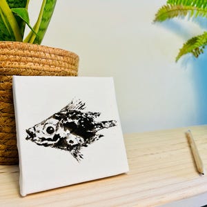 Handmade Gyotaku Canvas | Mediterranean Chavo Fish Print | Coastal & Nautical Wall Art | Sea Life Home Décor | Ocean Theme | Maritime living