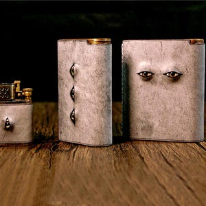 Portasigarette in vera pelle personalizzato, portasigarette intagliato, portasigarette con occhio, regalo per la festa del papà, regalo di anniversario, regalo per lui