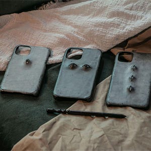Custom Phone Case, 3D Augen iPhone Case, Evil Eyes Phone Case aus echtem Leder, einzigartiges Geschenk